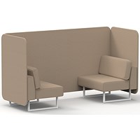 Brixworth 2 Seater Bench Booth, White Legs, Synergy Fabric, Affix Panels And Sofa
