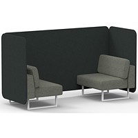 Brixworth 2 Seater Bench Booth, White Legs, Rivet Fabric, Charcoal Panels And Vitreous Sofa