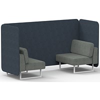 Brixworth 2 Seater Bench Booth, White Legs, Rivet Fabric, Crucible Panels And Prime Sofa