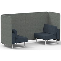 Brixworth 2 Seater Bench Booth, White Legs, Rivet Fabric, Prime Panels And Crucible Sofa