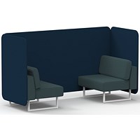 Brixworth 2 Seater Bench Booth, White Legs, X2 Fabric, Calculus Panels And Polygon Sofa