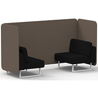 Brixworth 2 Seater Bench Booth, White Legs, X2 Fabric, Theory Panels And Diameter Sofa