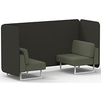 Brixworth 2 Seater Bench Booth, White Legs, Main Line Flax Fabric, Temple Panels And Monument Sofa