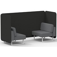 Brixworth 2 Seater Bench Booth, White Legs, Synergy Fabric, Mix Panels And Partner Sofa