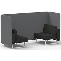 Brixworth 2 Seater Bench Booth, White Legs, Synergy Fabric, Partner Panels And Mix Sofa