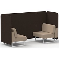 Brixworth 2 Seater Bench Booth, White Legs, Synergy Fabric, Wed Panels And Affix Sofa