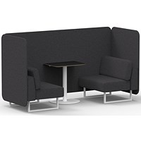 Brixworth 2 Seater Bench Booth With Table, White Legs, Black Table With White Leg, X2 Fabric, Arithmetic Panels And Sofa