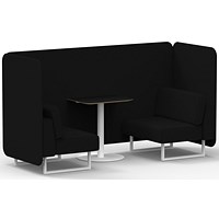 Brixworth 2 Seater Bench Booth With Table, White Legs, Black Table With White Leg, X2 Fabric, Diameter Panels And Sofa