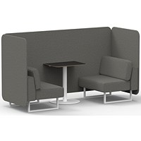 Brixworth 2 Seater Bench Booth With Table, White Legs, Black Table With White Leg, X2 Fabric, Number Panels And Sofa