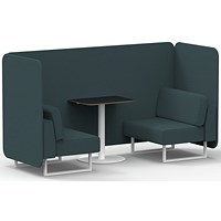 Brixworth 2 Seater Bench Booth With Table, White Legs, Black Table With White Leg, X2 Fabric, Polygon Panels And Sofa