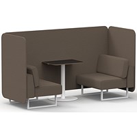 Brixworth 2 Seater Bench Booth With Table, White Legs, Black Table With White Leg, X2 Fabric, Theory Panels And Sofa