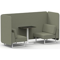 Brixworth 2 Seater Bench Booth With Table, White Legs, Black Table With White Leg, Main Line Flax Fabric, Newbury Panels And Sofa