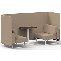 Brixworth 2 Seater Bench Booth With Table, White Legs, Black Table With White Leg, Synergy Fabric, Affix Panels And Sofa