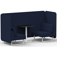 Brixworth 2 Seater Bench Booth With Table, White Legs, Black Table With White Leg, Synergy Fabric, Alike Panels And Sofa
