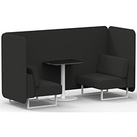 Brixworth 2 Seater Bench Booth With Table, White Legs, Black Table With White Leg, Synergy Fabric, Mix Panels And Sofa