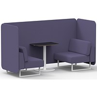 Brixworth 2 Seater Bench Booth With Table, White Legs, Black Table With White Leg, Synergy Fabric, Order Panels And Sofa
