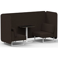 Brixworth 2 Seater Bench Booth With Table, White Legs, Black Table With White Leg, Synergy Fabric, Wed Panels And Sofa