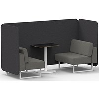 Brixworth 2 Seater Bench Booth With Table, White Legs, Black Table With White Leg, X2 Fabric, Arithmetic Panels And Number Sofa