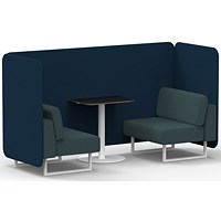 Brixworth 2 Seater Bench Booth With Table, White Legs, Black Table With White Leg, X2 Fabric, Calculus Panels And Polygon Sofa