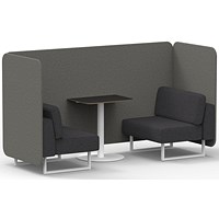 Brixworth 2 Seater Bench Booth With Table, White Legs, Black Table With White Leg, X2 Fabric, Number Panels And Arithmetic Sofa