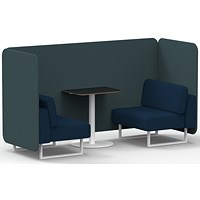 Brixworth 2 Seater Bench Booth With Table, White Legs, Black Table With White Leg, X2 Fabric, Polygon Panels And Calculus Sofa