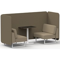 Brixworth 2 Seater Bench Booth With Table, White Legs, Black Table With White Leg, Main Line Flax Fabric, Bank Panels And Upminster Sofa