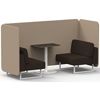 Brixworth 2 Seater Bench Booth With Table, White Legs, Black Table With White Leg, Synergy Fabric, Affix Panels And Wed Sofa