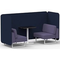 Brixworth 2 Seater Bench Booth With Table, White Legs, Black Table With White Leg, Synergy Fabric, Alike Panels And Order Sofa