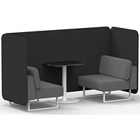 Brixworth 2 Seater Bench Booth With Table, White Legs, Black Table With White Leg, Synergy Fabric, Mix Panels And Partner Sofa