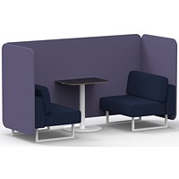 Brixworth 2 Seater Bench Booth With Table, White Legs, Black Table With White Leg, Synergy Fabric, Order Panels And Alike Sofa