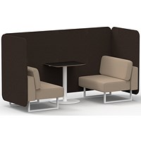 Brixworth 2 Seater Bench Booth With Table, White Legs, Black Table With White Leg, Synergy Fabric, Wed Panels And Affix Sofa