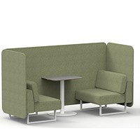 Brixworth 2 Seater Bench Booth With Table, White Legs, Grey Table With White Leg, Rivet Fabric, Burnish Panels And Sofa