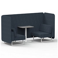Brixworth 2 Seater Bench Booth With Table, White Legs, Grey Table With White Leg, Rivet Fabric, Crucible Panels And Sofa