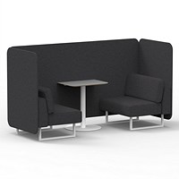 Brixworth 2 Seater Bench Booth With Table, White Legs, Grey Table With White Leg, X2 Fabric, Arithmetic Panels And Sofa