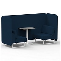 Brixworth 2 Seater Bench Booth With Table, White Legs, Grey Table With White Leg, X2 Fabric, Calculus Panels And Sofa