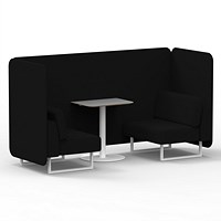 Brixworth 2 Seater Bench Booth With Table, White Legs, Grey Table With White Leg, X2 Fabric, Diameter Panels And Sofa