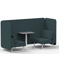 Brixworth 2 Seater Bench Booth With Table, White Legs, Grey Table With White Leg, X2 Fabric, Polygon Panels And Sofa