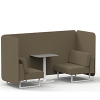 Brixworth 2 Seater Bench Booth With Table, White Legs, Grey Table With White Leg, Main Line Flax Fabric, Bank Panels And Sofa