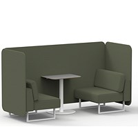 Brixworth 2 Seater Bench Booth With Table, White Legs, Grey Table With White Leg, Main Line Flax Fabric, Monument Panels And Sofa