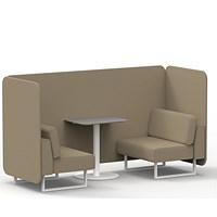 Brixworth 2 Seater Bench Booth With Table, White Legs, Grey Table With White Leg, Main Line Flax Fabric, Upminster Panels And Sofa