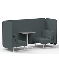 Brixworth 2 Seater Bench Booth With Table, White Legs, Grey Table With White Leg, Main Line Flax Fabric, Westminster Panels And Sofa