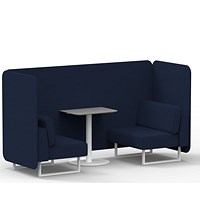 Brixworth 2 Seater Bench Booth With Table, White Legs, Grey Table With White Leg, Synergy Fabric, Alike Panels And Sofa