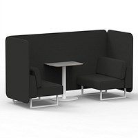 Brixworth 2 Seater Bench Booth With Table, White Legs, Grey Table With White Leg, Synergy Fabric, Mix Panels And Sofa