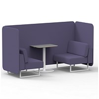 Brixworth 2 Seater Bench Booth With Table, White Legs, Grey Table With White Leg, Synergy Fabric, Order Panels And Sofa