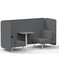 Brixworth 2 Seater Bench Booth With Table, White Legs, Grey Table With White Leg, Synergy Fabric, Partner Panels And Sofa