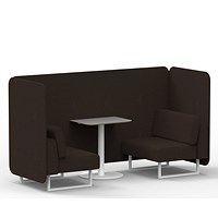 Brixworth 2 Seater Bench Booth With Table, White Legs, Grey Table With White Leg, Synergy Fabric, Wed Panels And Sofa