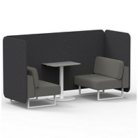 Brixworth 2 Seater Bench Booth With Table, White Legs, Grey Table With White Leg, X2 Fabric, Arithmetic Panels And Number Sofa