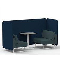 Brixworth 2 Seater Bench Booth With Table, White Legs, Grey Table With White Leg, X2 Fabric, Calculus Panels And Polygon Sofa