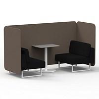 Brixworth 2 Seater Bench Booth With Table, White Legs, Grey Table With White Leg, X2 Fabric, Theory Panels And Diameter Sofa
