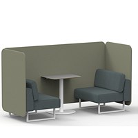 Brixworth 2 Seater Bench Booth With Table, White Legs, Grey Table With White Leg, Main Line Flax Fabric, Newbury Panels And Westminster Sofa